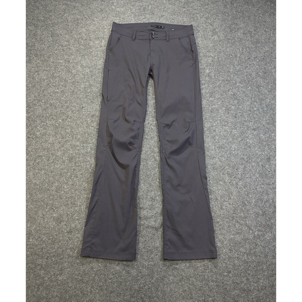 Prana Halle Hiking Pants Size 8 Gray Straight Leg Stretch Outdoor Roll Up